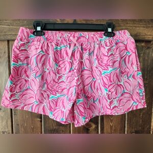 Lauren James Pink Floral Tulip Swim Pocket Shorts Size Large